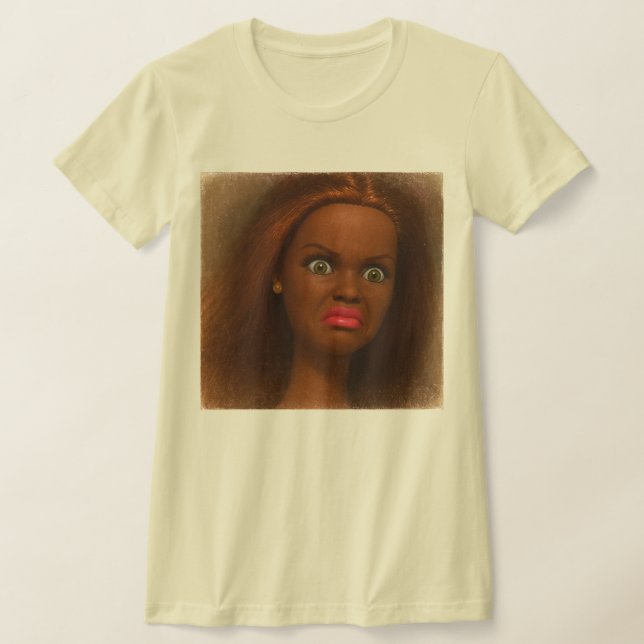 T-shirt du mème du visage de poupée noire dégoûté  (Poser)