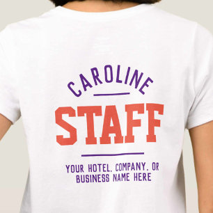 T-Shirt Du Personnel D'Accueil Imprimé Des Deux Cô