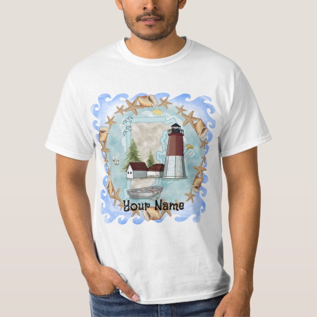 T-shirt du phare de Rhode Island Shells (Devant)