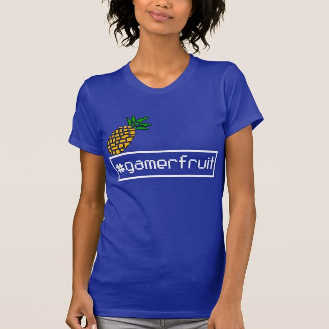 T-shirt du pixel des femmes de GamerFruit (foncé) (Devant)
