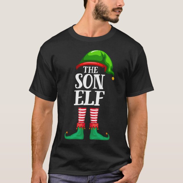 T-shirt du pyjama de Noël du Fils Elfe jumelant la (Devant)