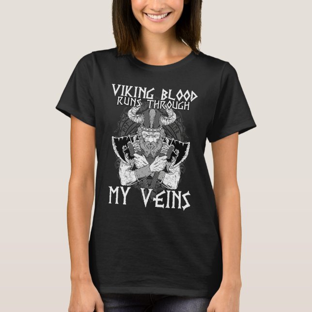 T-shirt Du sang de Viking coule dans mes veines I Valhalla (Devant)