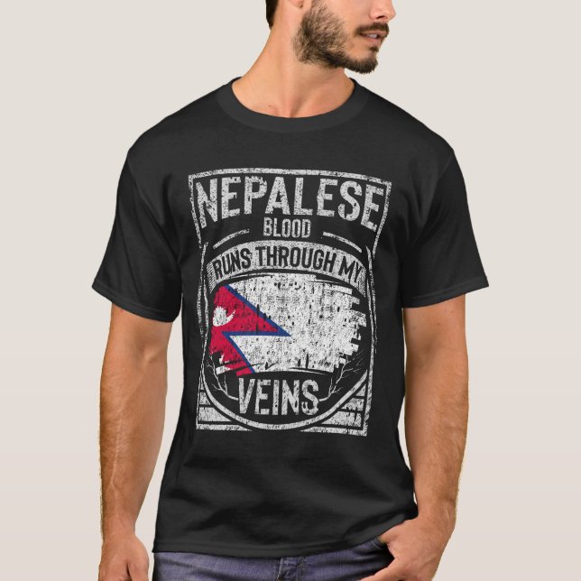 T-shirt Du Sang Népalais Traverse Mes Veines (Devant)