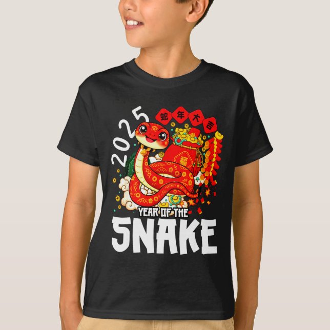 T-shirt Du Serpent Chinois Rouge S (Devant)