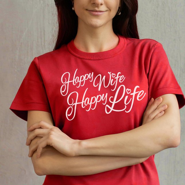 T-shirt du slogan graphique Happy Wife Happy Life (Créateur téléchargé)