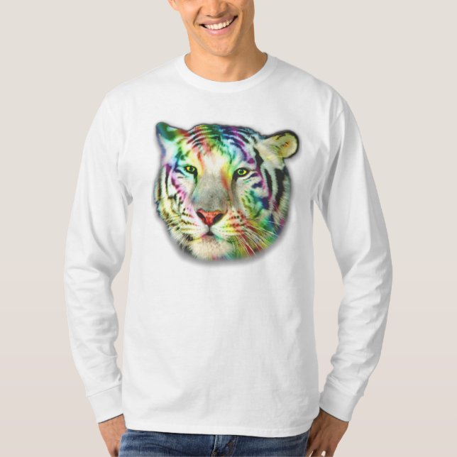 T-shirt du tigre L/S d'arc-en-ciel (Devant)