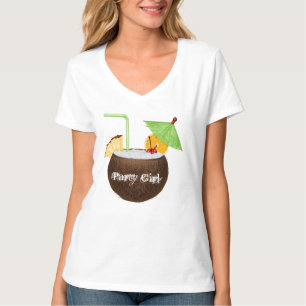 T-shirt du V-Cou des femmes de fille de partie