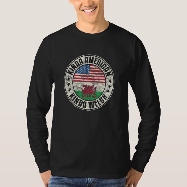 T-shirt Dual Citizenship American Welsh Wales Usa Flag Cym (Devant)