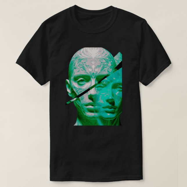 T-shirt Dual Perception Textured Portrait Art-Abstract  (Design devant)