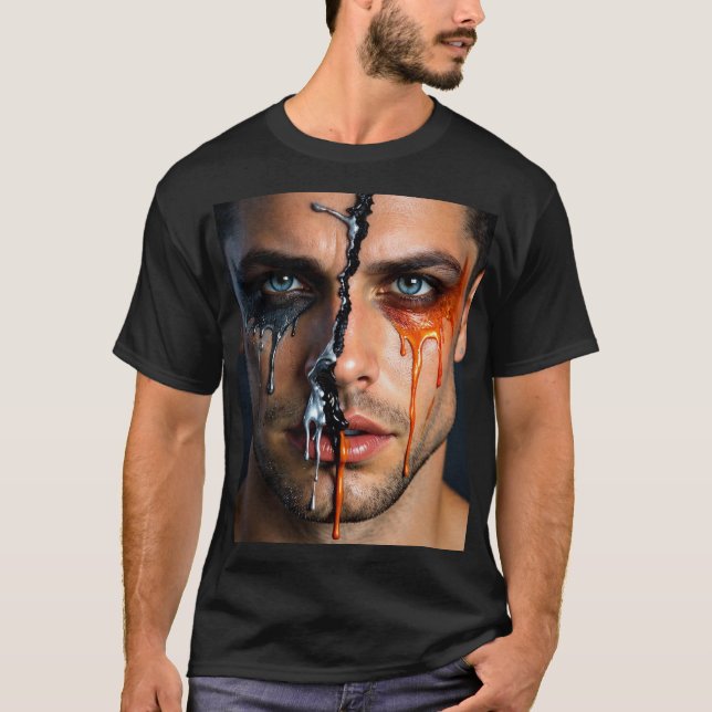 T-shirt Dualité intérieure – Portrait masculin abstrait (Devant)