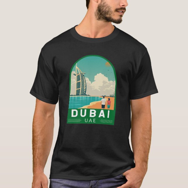 T-shirt Dubai Émirats Arabes Unis Retro Art Voyage (Devant)