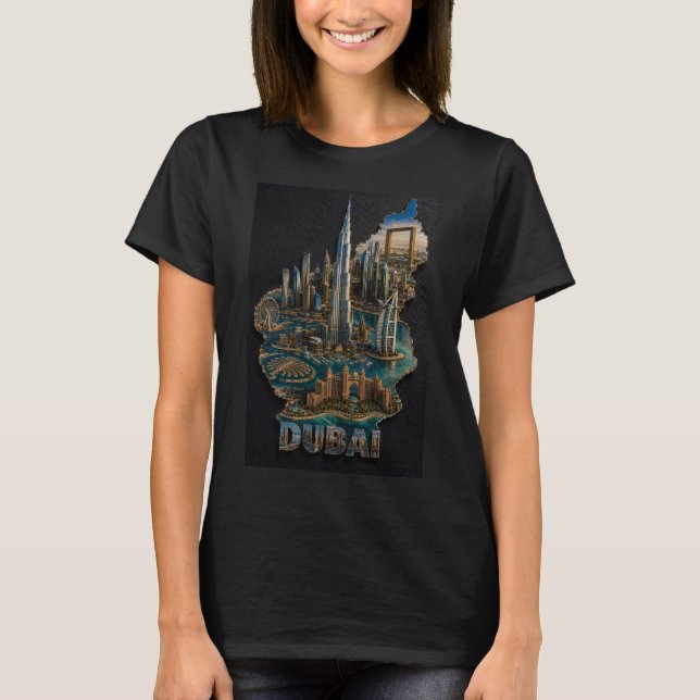 T-shirt Dubaï Iconique Skyline 3D Art (Devant)