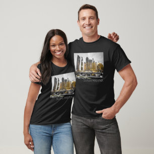 T-shirt Dubai Marina City UAE Skyline Vintage Panorama