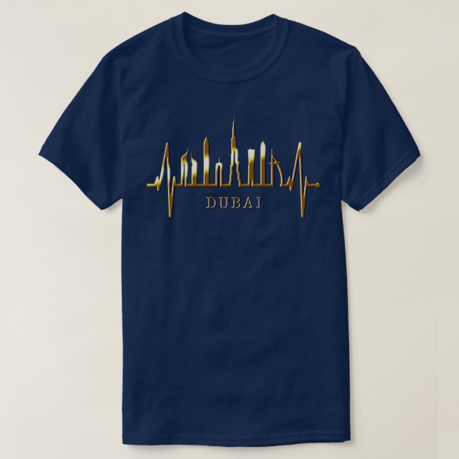 T-shirt Dubaï Skyline Heartbeat Burj Khalifa UAE Fan I Lov (Design devant)