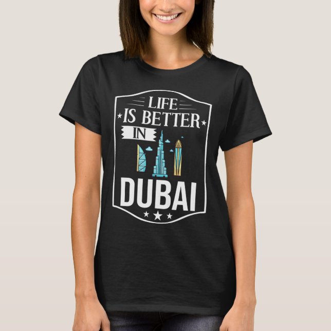 T-shirt Dubai United Arab Emirates Uae City Skyline Map Tr (Devant)