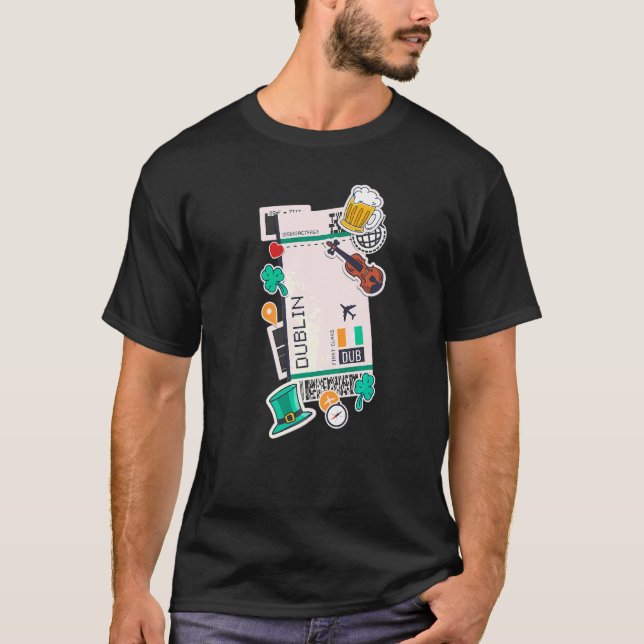 T-shirt Dublin Air Ticket Boarding Pass Plane Irlande Iris (Devant)