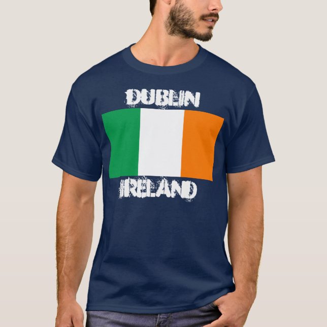 T-shirt Dublin, Irlande avec drapeau irlandais (Devant)