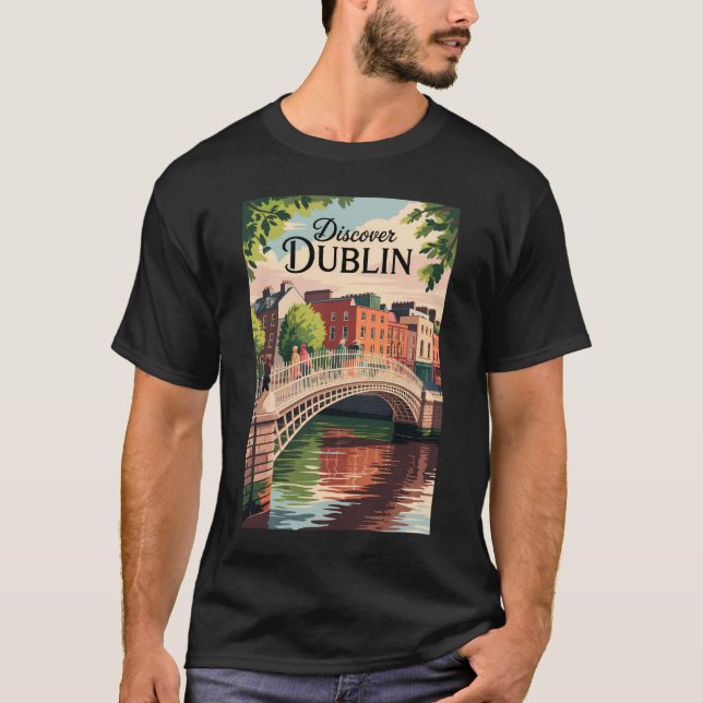 T-shirt Dublin Irlande Illustration Travel Art Vintage (Devant)