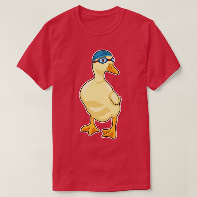 T-shirt Duck at Swimming with Swimming goggles (Design devant)
