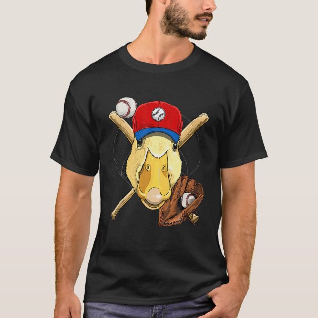 T-shirt Duck Baseball Duck Amateurs de baseball (Devant)