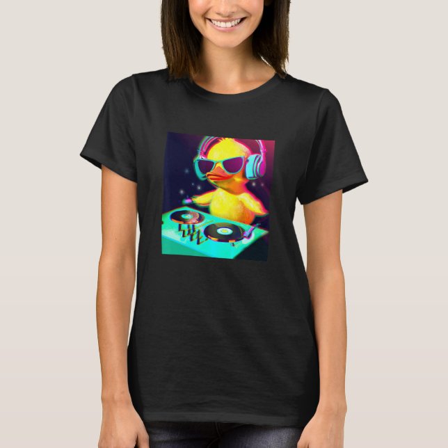 T-shirt Duck Chick DJ Party Club Disque Jockey Gif EDM Dan (Devant)
