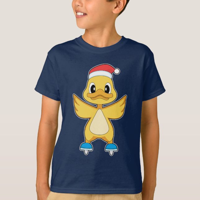 T-shirt Duck Christmas Ice skating (Devant)