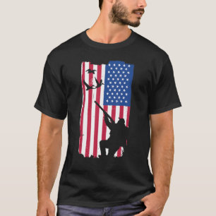 T-shirt Duck Hunter Silhouette Drapeau Américain Usa Patri
