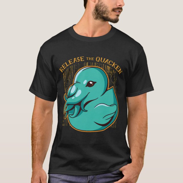T-shirt Duck Kraken Release The Quacken Funny Rubber Boxer (Devant)