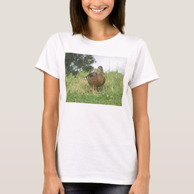 T-shirt Duck Mallard Femme mignonne Nature Photo (Devant)
