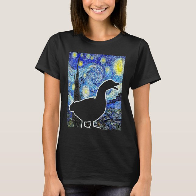 T-shirt Duck Starry Night Van Gogh Funny Duck Farmer (Devant)