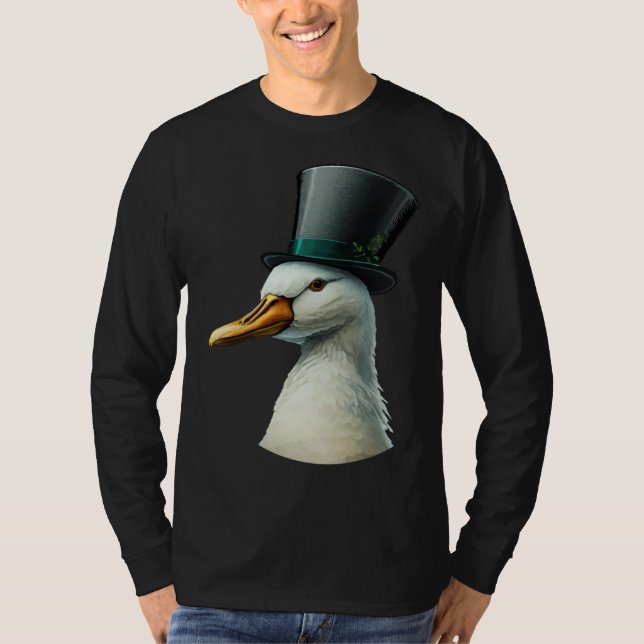 T-shirt Duck Wearing Fancy Top Hat (Devant)