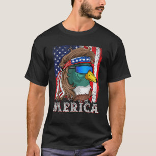 T-shirt Duckoholic Mallard Canard Drapeau américain sauvag