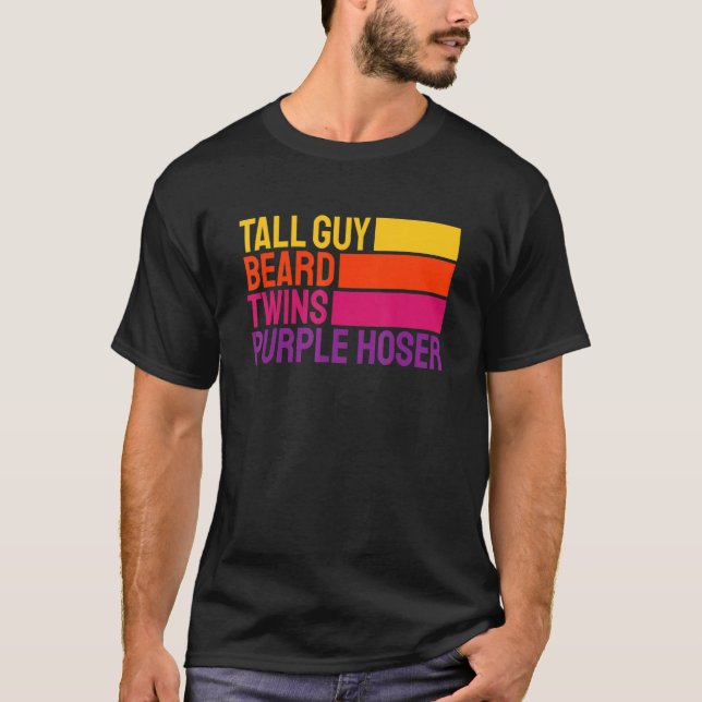 T-shirt Dudes Youth Slogan Tall Guy Beard Twins Purple Hos (Devant)