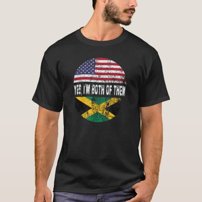 T-shirt Duel Flag Jamaica and American duel citizen (Devant)