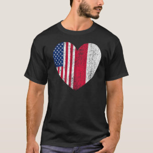 T-shirt Duel Heart Design Pologne et citoyen duo américain