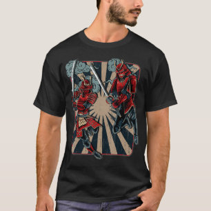 T-shirt Dueling Samurai Retro Vintage Art japonais