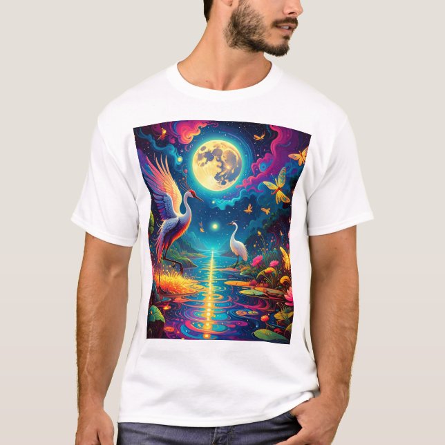 T-shirt Duet de grue et de libellule (Devant)