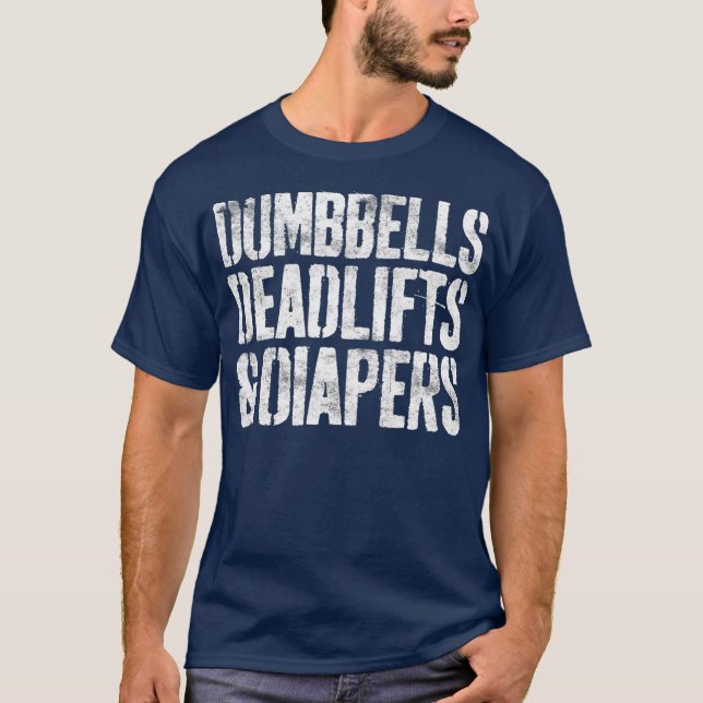 T-shirt Dumbbells Décharges Et Diapeurs Gym Papa Maman (Devant)