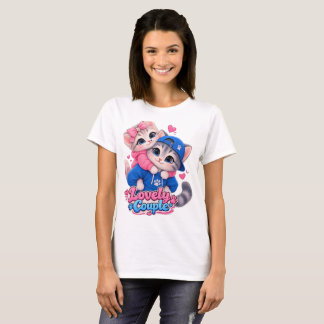 T-shirt d'un couple charmant embrassant des chats,