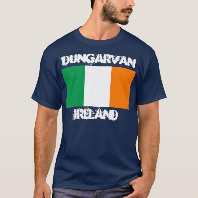 T-shirt Dungarvan, Irlande avec drapeau irlandais (Devant)