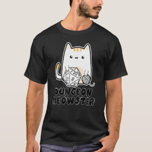 T-shirt Dungeon Meowster Cute Cat D20 Dice BoardJeu Nerd