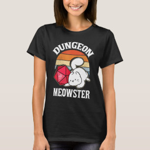 T-shirt Dungeon Meowster Nerdy D20 Dice Nerd Kitten Cat Rp