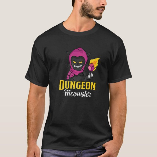 T-shirt Dungeon Meowster RPG Jeu de société  Chat DM Dés (Devant)