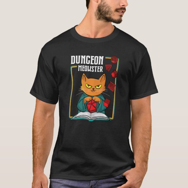 T-shirt Dungeon Meowster RPG Tablett Gaming DM Rôle Playe (Devant)