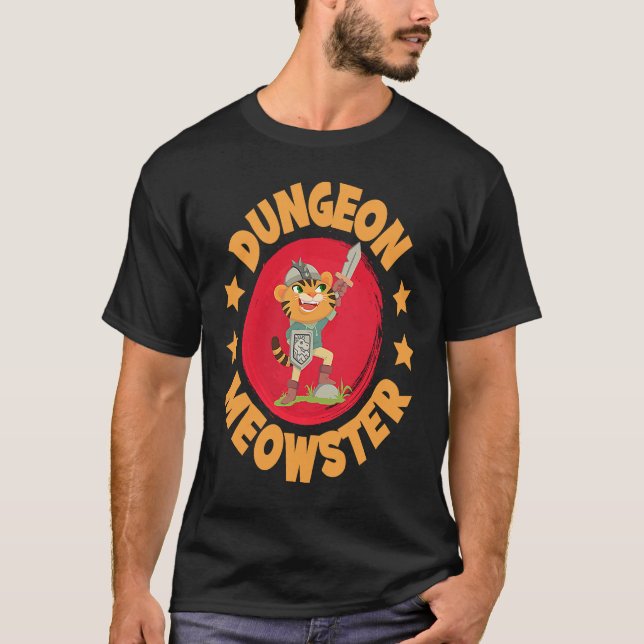 T-shirt Dungeon Meowster Sword Shield Knight Castle Claws (Devant)