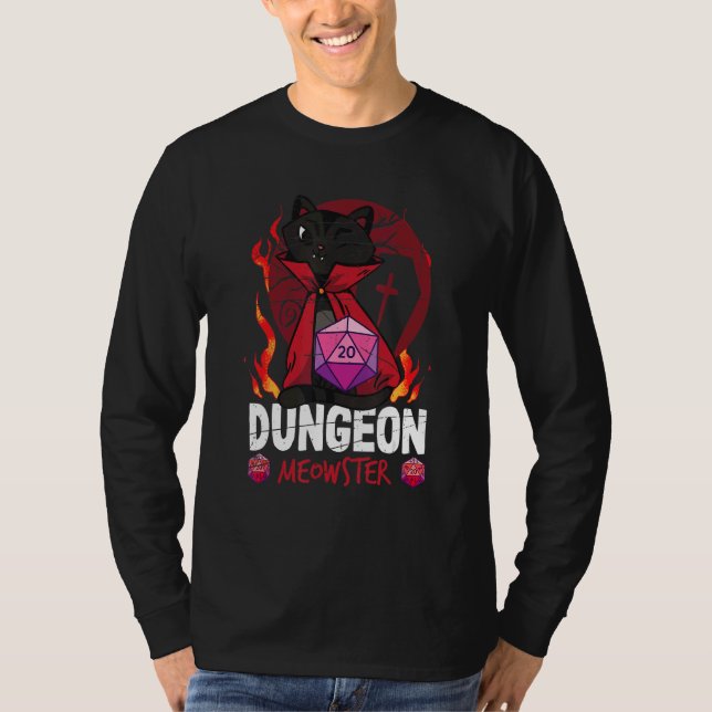 T-shirt Dungeon Meowster Tabletop Gamer Nerd Chat (Devant)