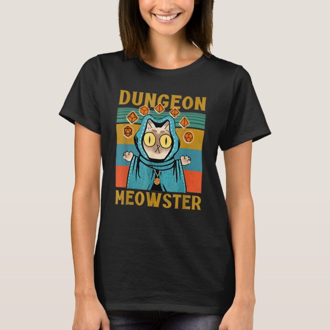 T-shirt Dungeon Warriors Meowster RPG Tabletop Gaming DM R (Devant)