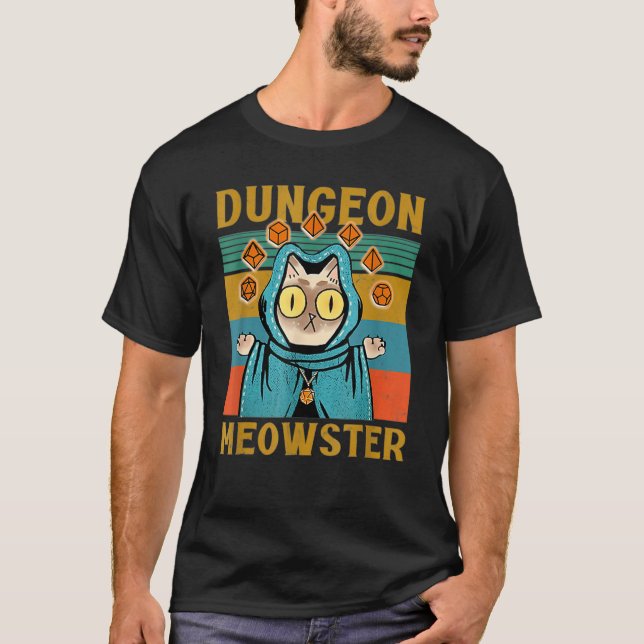 T-shirt Dungeon Warriors Meowster RPG Tabletop Gaming DM R (Devant)