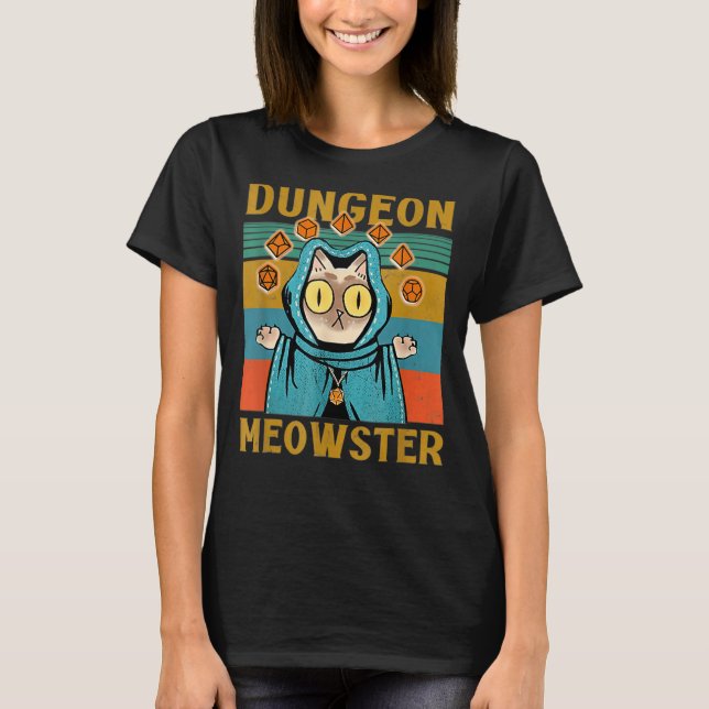 T-shirt Dungeon Warriors Meowster RPG Tabletop Gaming DM R (Devant)