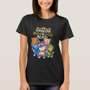 T-shirt Dungeons And Cats Rpg D20 Imaginaire Jeu De Rolepl
